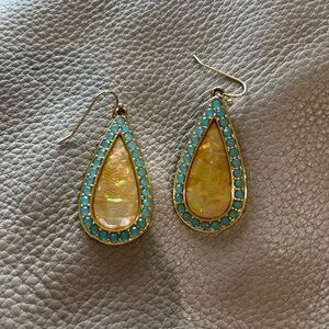 Elegant Gold and Turquoise Teardrop Earrings-Lia Sophia